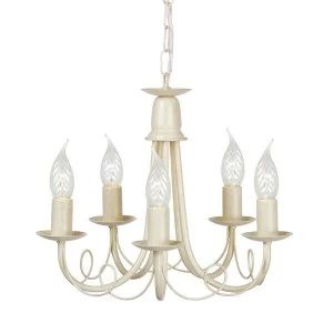 Image of 5 Light Chandelier Ivory, Gold Finish, E14