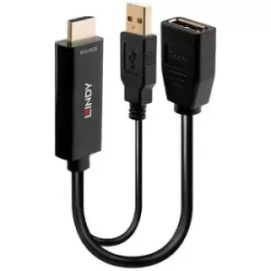 Image of LINDY 38289 HDMI / USB / DisplayPort Converter [2x HDMI plug, USB-A - 1x DisplayPort socket] Black 0.18 m