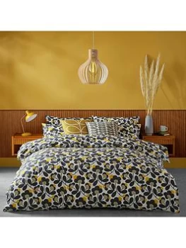 Orla Kiely Japonica 100% Cotton 200 Thread Count Duvet Cover - Graphite/Yellow