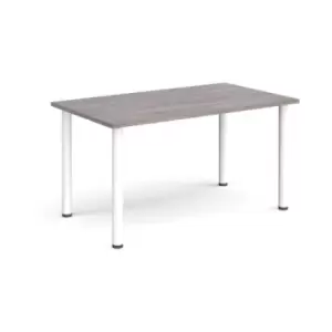 Image of Rectangular white radial leg meeting table 1400mm x 800mm - grey oak