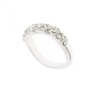 image of Ladies Karen Millen Silver Plated Pave Crystal Wave Ring SM