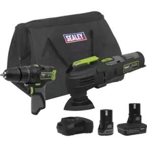 Image of Sealey 10.8v Cordless Combi Drill and Multi Tool Kit 1 x 2ah & 1 x 4ah Li-ion Charger Bag