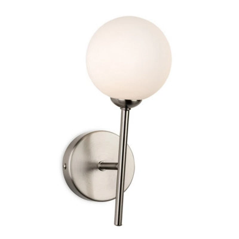 Image of Luminosa Lighting Luminosa Lyric Wall Light Brushed Steel With Opal White Glass 1Xg9