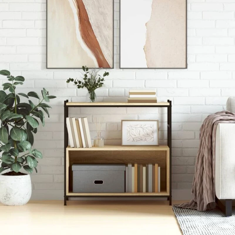 Image of VIDAXL Vidaxl - Bookshelf Sonoma Oak 80x30x78.5cm Engineered Wood and Iron 8720845940935