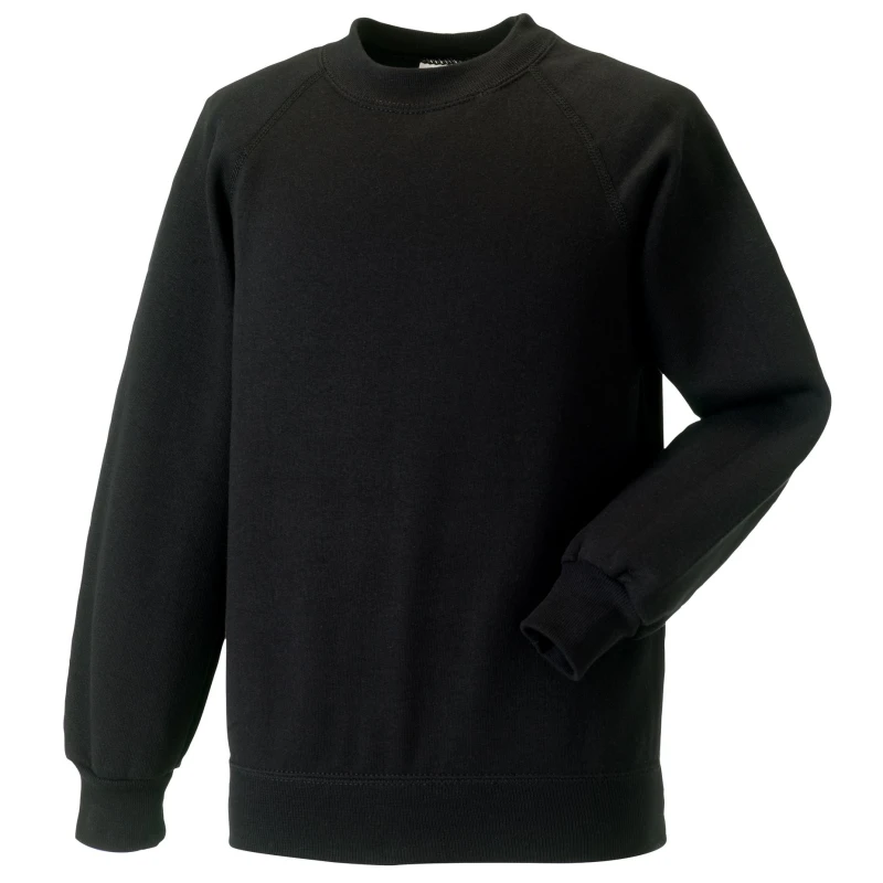 Image of Jerzees Schoolwear Jerzees Schoolgear Raglan Sleeve Sweatshirt Pack of 2 in Black Size: 3-4 Years Black Unisex 3-4 Years