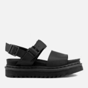 image of Dr. Martens Womens Voss Leather Double Strap Sandals - Black - UK 5