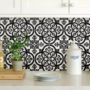 image of InHome Avignon Self Adhesive Backsplash Tiles Black and White