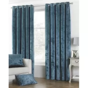 Image of Riva Home Verona Velvet Style Eyelet Curtains (90 x 72" (229 x 183cm)) (Teal) - Teal