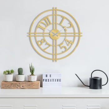 Image of Metal Wall Clock 33 - Gold Gold Decorative Metal Wall Clock