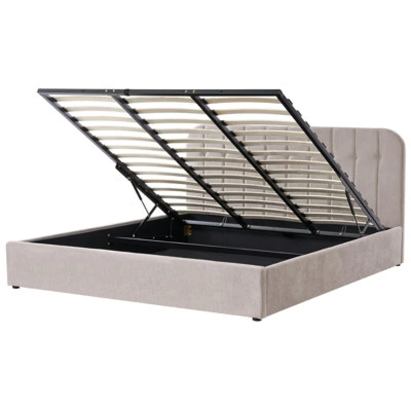 Image of Beliani Ottoman Bed Chenille Challans 180 X 200 Cm (Eu Super King) Taupe