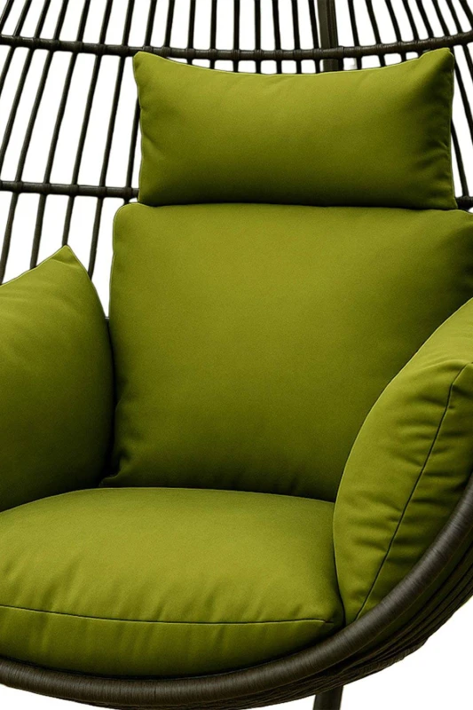 Image of Homescapes Luxury Soft Waterproof Egg Chair Cushion Swing Chair Garden Seat in Green Green Unisex