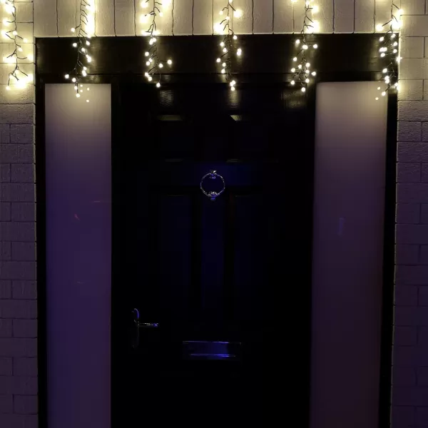 Image of 4.8m Multi Function Frosted Warm White LED Cluster Curtain Lights Christmas Decorations with Timer
