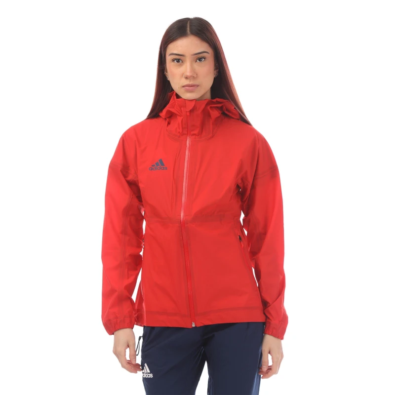 Image of adidas Womens Water-Resistant Lightweight Rain Anorak Red female 4 (3XS)