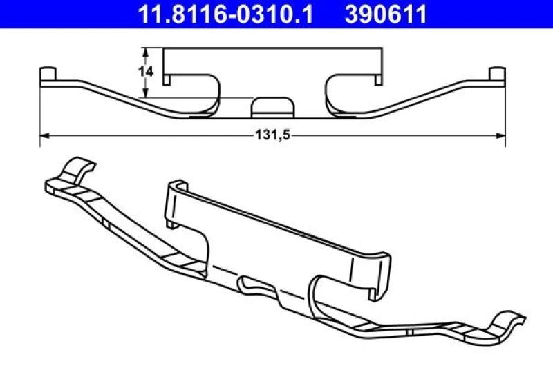 Image of ATE 11.8116-0310.1 Spring, brake caliper Spring,brake caliper (2296)
