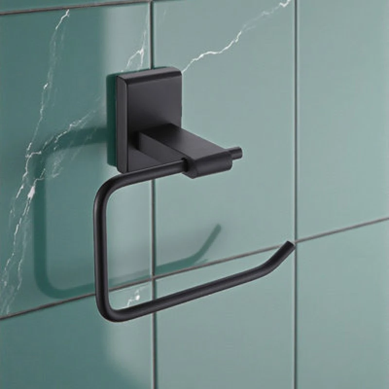 Image of Showerdrape Unity Black Steel Wall Mounted Toilet Roll Holder
