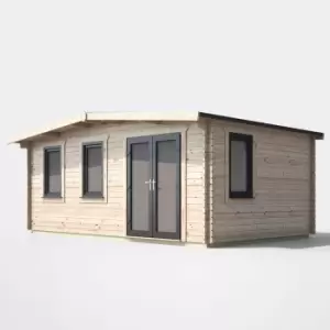 image of Power 12' x 18' Chalet Log Cabin - Right Side Double Door