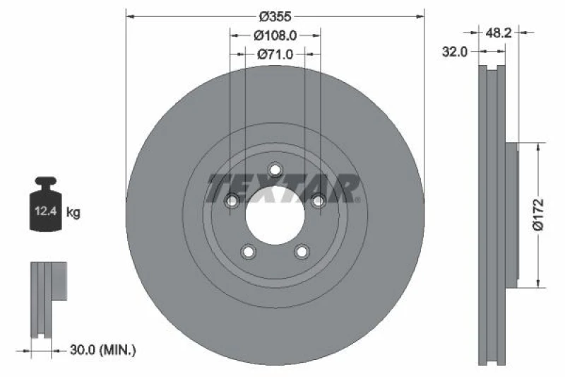 Image of Brake disc TEXTAR 92186305