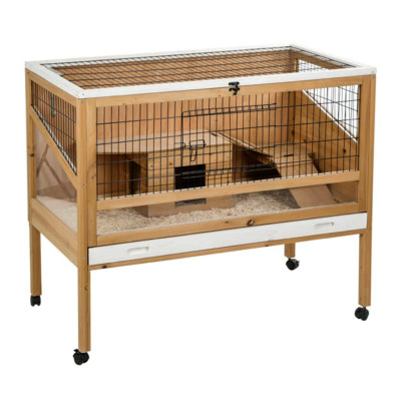 Image of Kerbl Small Animal Cage Indoor Deluxe Wood Rabbit Duck Hen Habitat House 82725