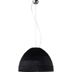 Image of Domo Pendant 3 Light E27 Polished Chrome/Black Fabric Shade