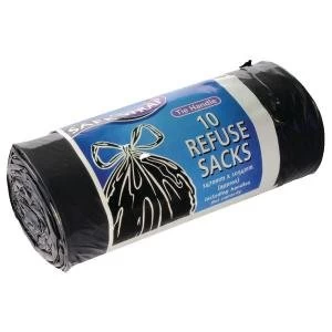 Image of Safewrap Tie Handle Refuse Sacks on a Roll Black Pack of 40 0447