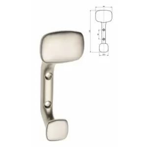 image of Modern Hat Coat Hanger Hook Door Wall Bath Model Toledo 112mm - Colour Satin - Pack of 5