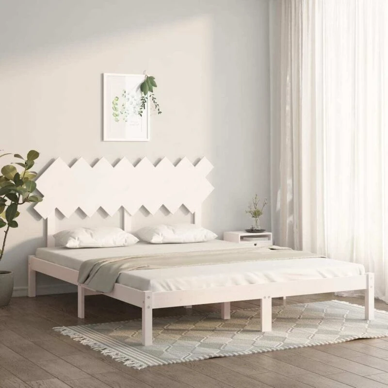 Image of VIDAXL Bed Frame without Mattress White 160x200cm Solid Wood Vidaxl 8720287036296