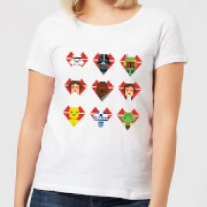 Image of Star Wars Valentine's Pixel Montage Womens T-Shirt - White - 3XL
