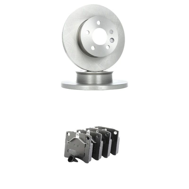 Image of RIDEX 3405B2122 Brake disc and pads set Front Axle, Brake Disc Type: Solid, incl. wear warning contact Brake Set,disc brakes (3405)