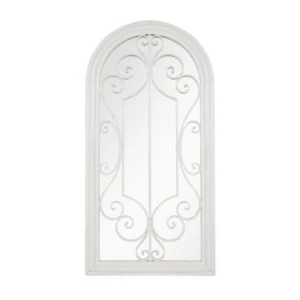 image of La Hacienda Aston & Wold Antique White Arch Framed Garden Mirror 970mm X 490mm