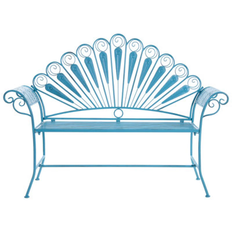 Image of Beliani Garden Bench Pavia 146cm Metal Blue