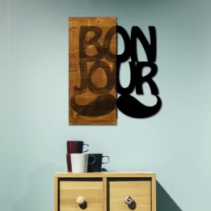Image of Bonjour Walnut Black Decorative Wooden Wall Accessory