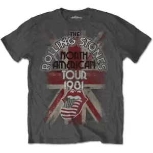 Image of The Rolling Stones - North American Tour 1981 Unisex X-Large T-Shirt - Grey