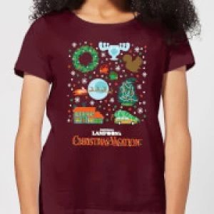 image of National Lampoon Griswold Christmas Starter Pack Womens Christmas T-Shirt - Burgundy - L