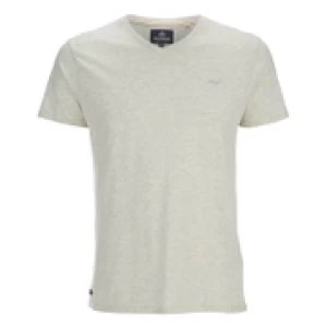 Image of Threadbare Mens Charlie Plain V-Neck T-Shirt - Ecru Marl - L - Stone
