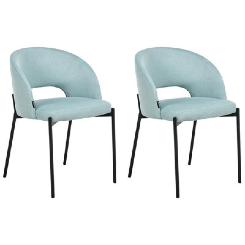 Image of Beliani Set Of 2 Dining Chairs Penny Fabric Light Blue