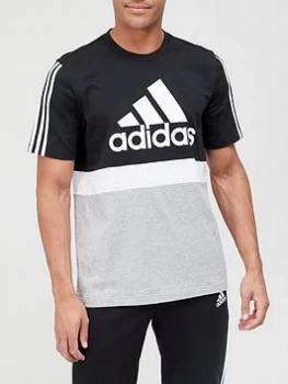 Image of adidas Colourblock T-Shirt - Black/White Size M Men