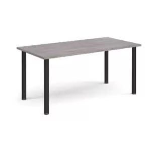 Image of Rectangular Black radial leg meeting table 1600mm x 800mm - grey oak
