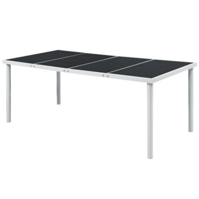 Image of vidaXL Outdoor Dining Table 190x90x74cm Black Glass Top Garden Patio Furniture