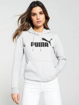 Image of Puma Ess Logo Hoody Fl - Light Grey Heather , Light Grey Heather, Size L/14, Women
