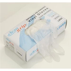 Image of Disposable Gloves Vinyl Pre Powdered Small Clear 1 x Pack of 100 Gloves