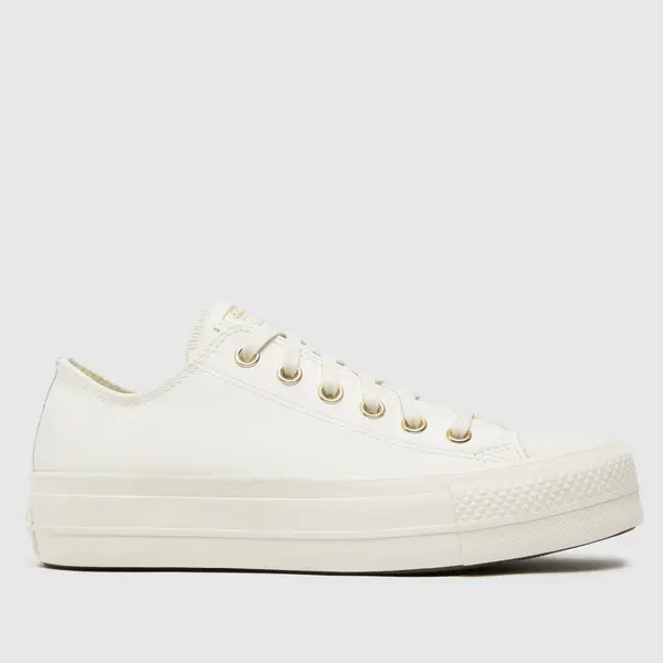 image of Converse lift ox trainers in white & gold White/Gold UK 3 (EU 35)