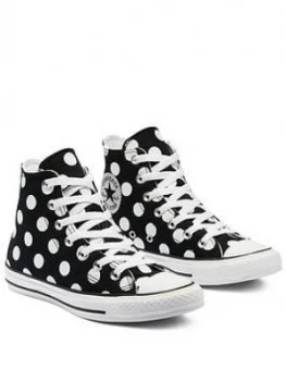 Image of Converse Chuck Taylor All Star Polka Hi-Tops - Black/White, Size 8, Women