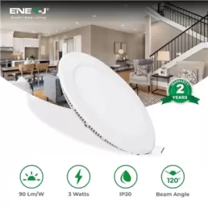 Image of Ener-J 3W Recessed Round LED Mini Panel 85mm diameter (Hole Size 70mm), CE Driver, 90 Lm/Watt, RA 80, 4000K