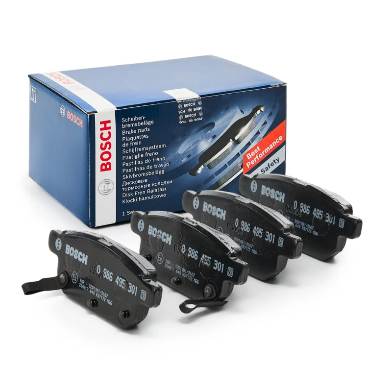 Image of Bosch 0 986 495 301 Brake pad set with acoustic wear warning, with mounting manual Low-Metallic Brake Pad Set,disc brake (402)