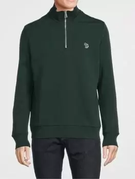 Image of Ps Paul Smith Zebra Logo Quarter Zip Sweatshirt - Dark Green
