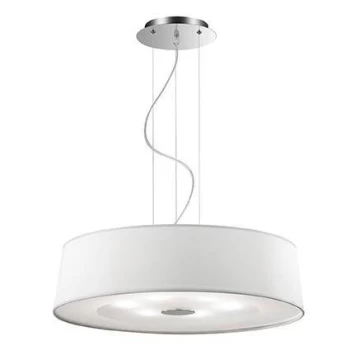 image of Hilton 6 Light Large Round Ceiling Pendant Chrome White, E27