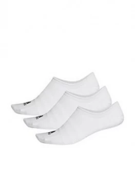 Image of Adidas 3 Stripe Performance No Show Sock, White, Size 5.5-8, Women