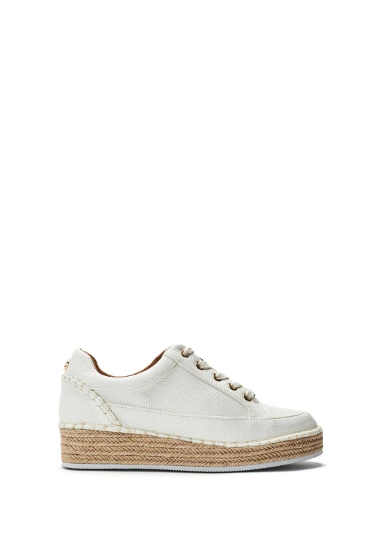 Image of Moda In Pelle Womens Corie' Porvair Trainers in White Size: 6 White Female 6