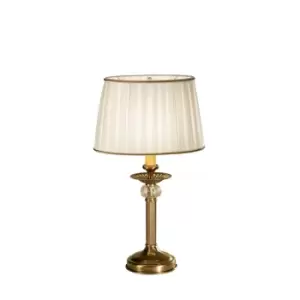 image of Ascot Classic Fabric Tapered Shade Table Light Antique Brass, 1x E14