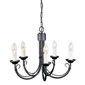 Image of 5 Light Chandelier Black Finish, E14